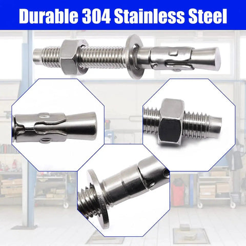 304 Stainless Steel Concrete Anchors Wedge Anchor Fasteners One Half Inch By Four Inch Pack Of 10 Heavy Duty Concrete Anchors
