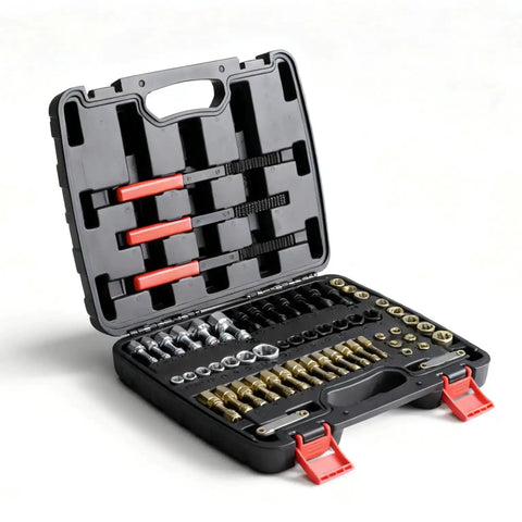 All In One Pro Grade 61 Piece Thread Restorer Kit With Dual Standard Taps And Dies For UNC UNF And M6 M14 Threads, in case.