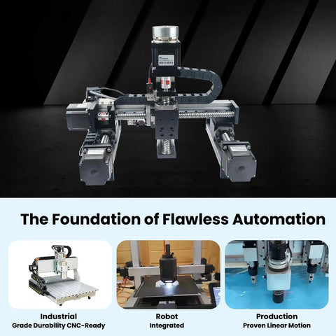HMS40 Series Heavy Duty Linear Guide Rail Module With NEMA23 56mm Motor for CNC and 3D printers, shown in integrated setup