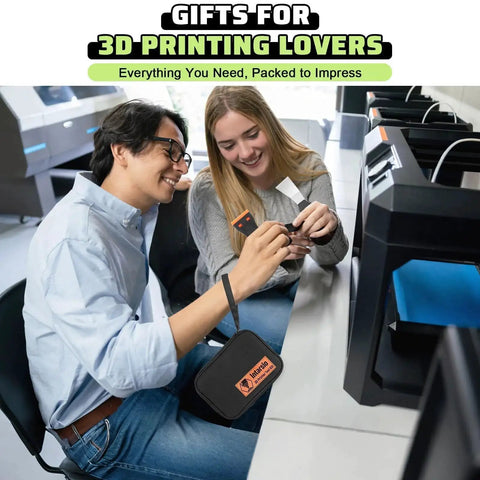People using All In One 3D Printer Tools Kit 34 Pieces For FDM And SLA Printers at a desk with 3D printers in background