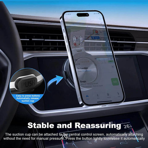 Vacuum Magnetic Car Phone Mount with 360 Degree Rotating Holder Strong Magnetic Grip for car dashboard navigation display