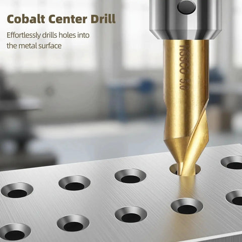 Pro Grade Center Drill Bit Set 7 Piece M35 Cobalt HSS With Titanium Coating A Type Double Angle For Lathe Setup And Metal Drilling 1.0 To 5.0 Mm Joyoolife in use on metal