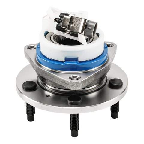 Front Wheel Hub Bearing Assembly compatible with Chevy Impala 2000-2013, Buick LeSabre 2000-2005, 5 lug with ABS, close-up view.