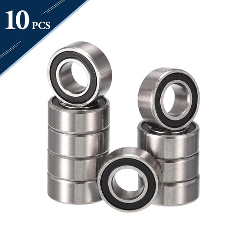 HiPicco MR74-2RS deep groove ball bearing, 4 mm ID x 7 mm OD x 2.5 mm width, chrome steel, double rubber sealed, 10 pcs