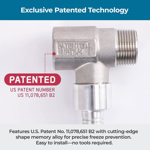 Two stainless steel Polar Valve T-Type freeze‑proof valves, 3/4 in NPT, for professional installation.