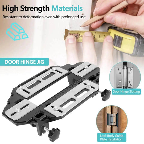 Pro Grade Door Hinge Adjustment Tool Kit With Template Jig And Concealed Hinge Locator For Precise Alignment On Wooden Doors