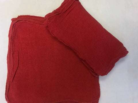 Red Industrial Shop Towels 14x14 Inches Grade B 1000 Count Case, heavy duty absorbent cleaning rags for automotive use.