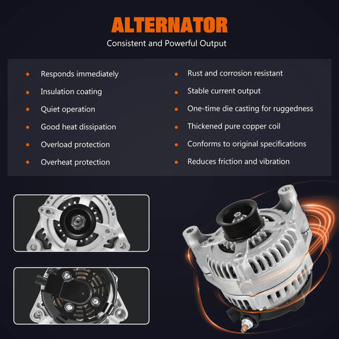 Beefed Up Alternator For Jeep Wrangler JK 2012 To 2018 3 6L V6 12V 160A CW With 6 Groove Pulley Direct Fit Replacement