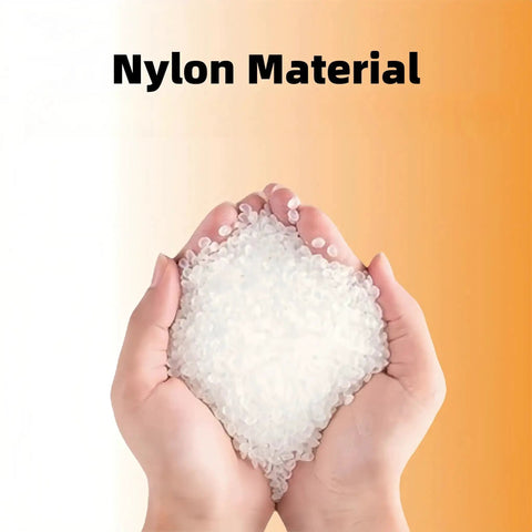 Hand holding nylon granules, material used for White Zip Ties 12 Inch 100 Pack Heavy Duty Self Locking Nylon Cable Ties 120 Lbs Tensile Strength Perfect For Indoor And Outdoor Use Weather Resistant Bundle Organizer For Wires Cables Hoses And Garden Projects.