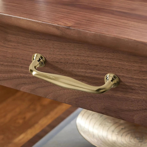 10 Pack Cabinet Handles Set 5 Inch 128mm Screw Spacing Champagne Bronze Solid Zinc Alloy Furniture Pulls on wooden drawer
