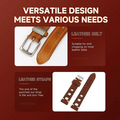 Image of the 18 Piece Leather Punch Set For DIY Leatherworking With Six Sizes showcasing punched leather belt and strap