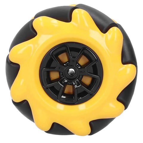 60 Mm Mecanum Wheel Omni Directional Wheel For Smart Robot Cars Rubber Coated With Bold Yellow And Black Design