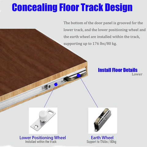 Concealed floor track system for Hidden Sliding Barn Door Hardware And Track With Invisible Sliding Door System Floating Wall Mounted