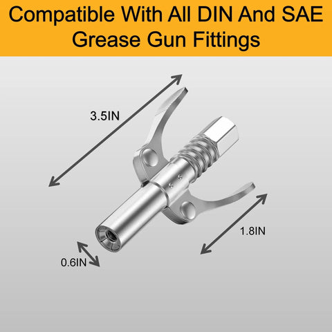 Grease gun coupler pair with locking levers, 1/8" NPT fit for manual and electric grease guns