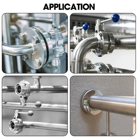 Stainless steel pipes and fittings used in various industrial applications.