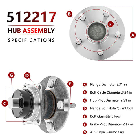 Top and side views of rear wheel hub assembly with measurements for Rear Wheel Bearing And Hub Assembly Pair Fits 2003 2008 Pontiac Vibe, 2003 2008 Toyota Corolla And Matrix, 2000 2005 Celica, 2004 2009 Prius, And 2005 2010 Scion Tc Replacement Ready To Install.