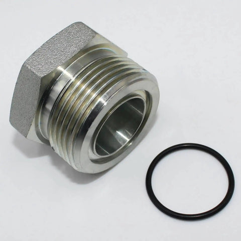 Heavy Duty ORS ORFS Flat Face O Ring Seal Kit for Hydraulic Fittings with Buna N 90 Durometer, shown with fitting and O-ring.