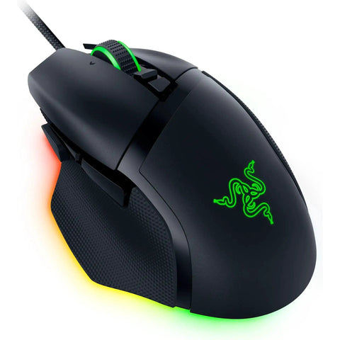 Basilisk V3 35K Wired Ergonomic Gaming Mouse With HyperScroll Tilt Wheel, 35K DPI Optical Sensor Gen 2, illuminated with Chroma RGB Lighting.