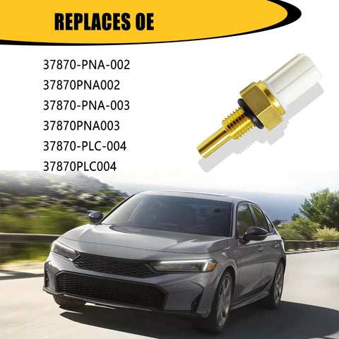 Engine coolant temperature sensor by Icyhaws with brass threaded stem and white connector for Honda Accord/Civic/CR-V