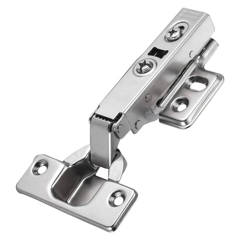 35mm Cup European Full Overlay Soft Close Cabinet Hinges For Frameless Cabinets front view showing metal finish and four-hole clip plate