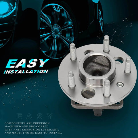 Rear Wheel Hub And Bearing Assemblies 512003x2 for Chevrolet Malibu with ABS 5-bolt pattern, highlighting easy installation