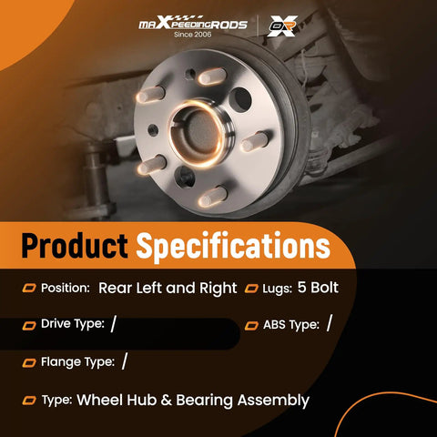 2-Piece Rear Wheel Hub Bearing Assembly For Toyota Camry, Avalon, Highlander, Solara And Lexus ES Series 2001-2012 With 5 Lug And ABS