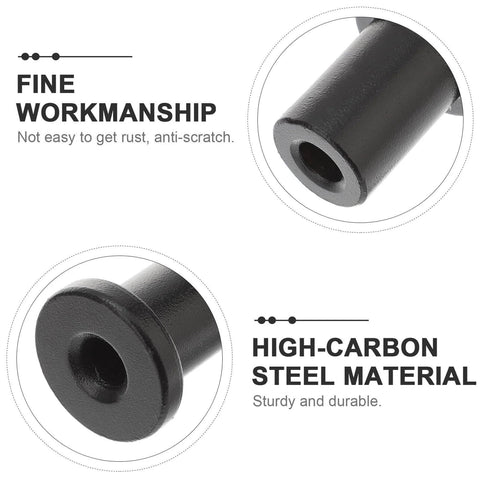 Close-up of high-carbon steel barn door spacers showing texture and material for Five Piece Barn Door Track Spacers For Sliding Doors Pack Of Five For Garage And Basement Interior Hardware Replacement To Create A Solid Rolling Door System Between Track And Wall.