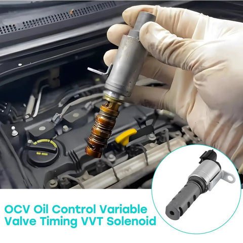Mechanic installing Oil Control Valve OCV VVT Solenoid Easy Install Replacement Kit 2 Pieces For Toyota Avalon Camry in engine bay.