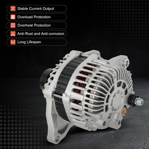11231 Replacement Alternator Compatible With Jeep Compass Patriot 2007-2017, Chrysler 200 2011-2013; side view displaying 6-groove pulley.