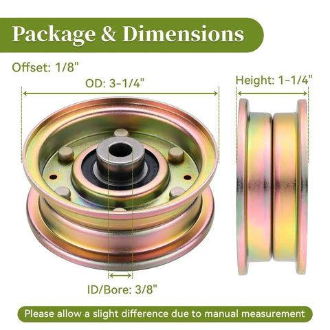 Replacement Idler Pulley 756-04224 756-0981 756-0981A 756-0981B flat belt tensioner with dimensions and offset shown