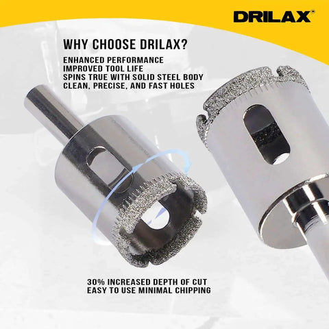 Premium 1 Inch Diamond Drill Bit By Drilax With Triple Coating For Multi Material Use On Granite Quartz Countertops Ceramic And Porcelain Tiles Glass And Stone Core Bit For Precise Long Lasting Holes In Hard Surfaces.