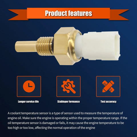HiSport engine coolant temperature sensor with brass threaded fitting and white plastic connector.