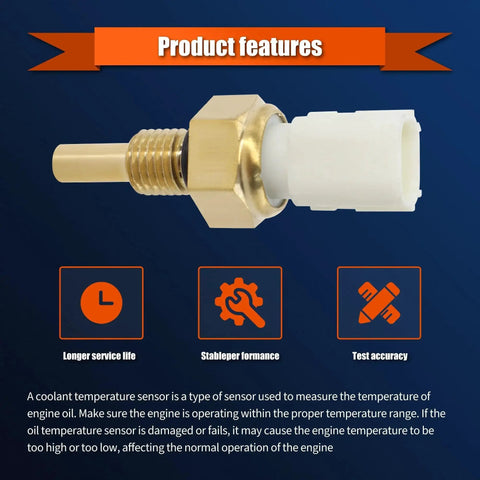 Engine Coolant Temperature Sensor For Honda Civic CR V Crosstour Accord Element HRV Odyssey And Acura ILX MDX RDX RLX TLX Replacement Plug And Play Easy Install OEM Grade with gold connector and white plug.