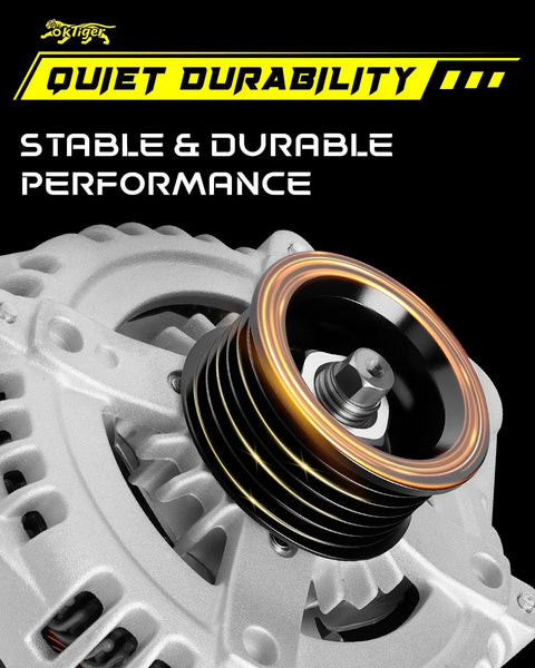 Close-up of Beefed Up 150A 12V Clockwise Alternator Replacement Fits Sorento 2011 And 2015-2018, Sedona 2011-2012 6-groove pulley