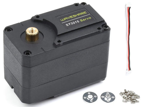 30Kg High Torque Serial Bus Servo Motor With 360 Programmable Magnetic Encoder shown with accessories and wiring
