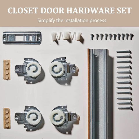 72 Inch Sliding Closet Door Kit With 5 Lite Frosted Glass Panels In White MDF Includes Hardware Track And Floor Guide