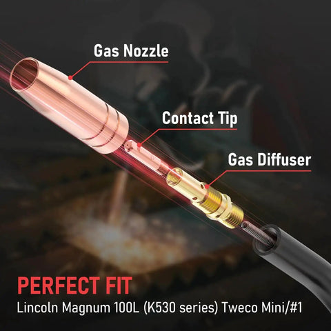 Pro Grade MIG Welding Gun Kit With.035 Tip Nozzle Diffuser For Lincoln Magnum 100L And Tweco Mini 1 Torches diagram