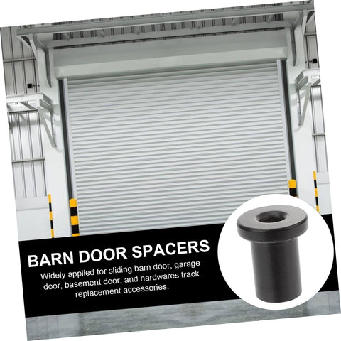Five Piece Barn Door Track Spacers Kit DIY Friendly For Easy Installation with garage door and black spacer image.