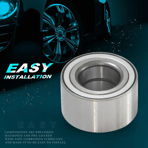 Front Left And Right Wheel Bearing And Hub Assembly For Honda Civic 1992 2000 Civic Del Sol 1993 1997 And CR V 2002 2004 Four Lug Pattern Replacement That Drops In Easy And Keeps Your Ride Smooth, shown with easy installation text and vehicle.