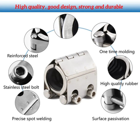 Leak Sealing Pipe Repair Clamp Kit For Three Quarter Inch Pipes 19 To 21 Millimeter with stainless steel and rubber seal details