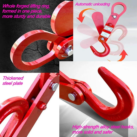 3 Ton Automatic Decoupling Lifting Hook for Forklifts with thickened alloy steel, self-dumping feature, and auto-separating function