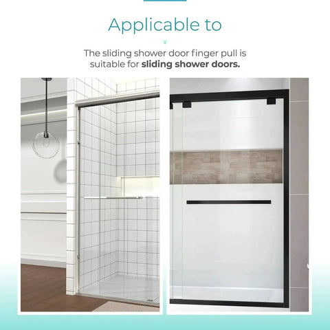 Glass Sliding Shower Door Finger Pull Kit With Clear Acrylic Bumper Stops Fits Most Inner Bypass Doors displayed on enclosures