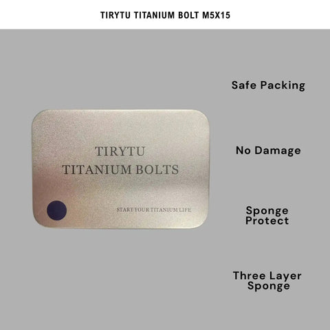 Packaging of Ultralight Titanium M5x15 Bolts by TIRYTU with safety features: sponge protection, three-layer padding for no damage