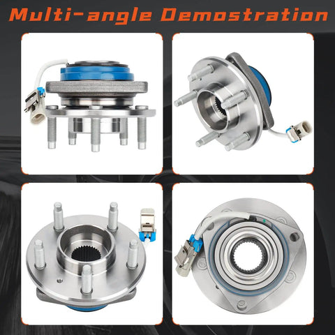 Multi-angle view of Pair Heavy Duty Front Wheel Hub & Bearing Assembly 513121, 5-Lug w/ABS, for Chevy, Pontiac, Cadillac