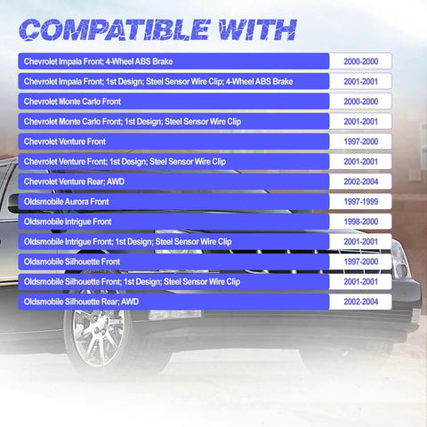 Compatibility list for Front Wheel Hub Bearing Assembly with ABS - Single Unit Fits Impala, Monte Carlo, Uplander & more