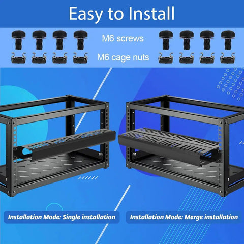 1U Rack Cable Manager Kit 24 Slot Metal Finger Duct With Cover For 19 Inch Server Racks Black 4 Pack installation view