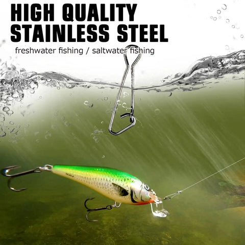 Line Connector Fishing Snap Kit stainless high strength for saltwater and freshwater with lure underwater display