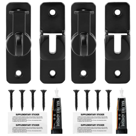 Two Pack Barn Door Lock Latches 90 Degree And 180 Degree Flip Design For Privacy And Security Sliding Door Latch For Cabinets Bathrooms And Garages Durable Zinc Alloy Construction Black Finish Easy Install And Weather Resistant Home Safety