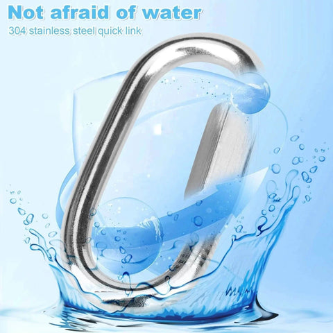 10 Pack 1.5 Inch 304 Stainless Steel Quick Links Locking Carabiner Chain Repair Links 175 Lbs Capacity for Outdoor Gear shown in water