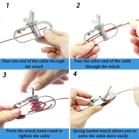 Step-by-step guide on using Easy To Install Pool Cover Cable And Winch Kit For Above Ground Pools, 100 Feet Of Heavy Duty Cable.